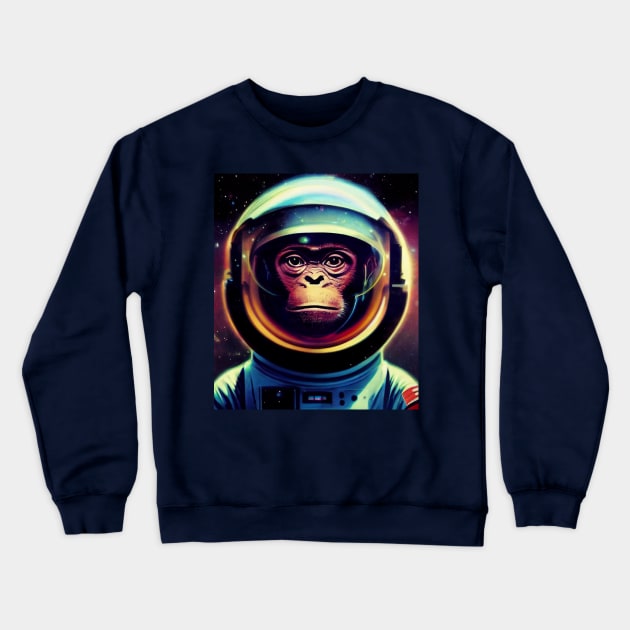 Monkey In Astronaut Suit Crewneck Sweatshirt by CreativeDesignsx